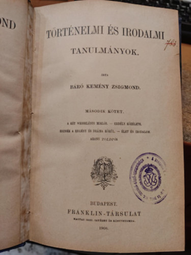 B�r� Kem�ny Zsigmond - T�rt�nelmi �s irodalmi tanulm�nyok II.