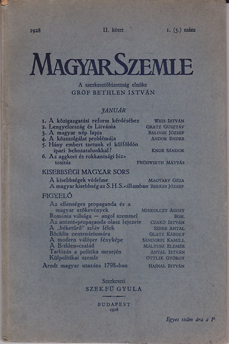 Szekf Gyula  (Szerk.) - Magyar Szemle II. ktet 1928. I.(5.) szm