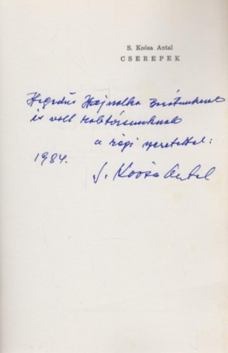 S. Ko�sa Antal - Cserepek- V�logatott versek (Domj�n J�zsef fametszeteivel)