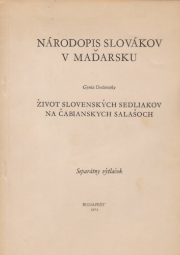 Gyula Deniszky - Nrodopis Slovkov v Madarsku