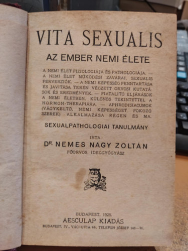 Nemes Nagy Zoltn Dr. - Vita sexualis - Az ember nemi lete