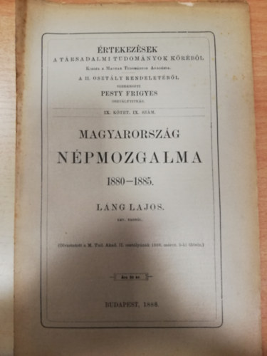 Lng Lajos - Magyarorszg npmozgalma 1880-1885.