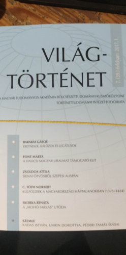 Világtörténet 7. (39.) évfolyam 2017. 1-4