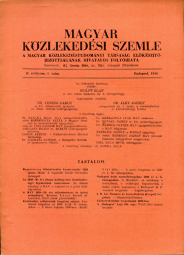 ifj. Gonda Bla - Magyar Kzlekedsi szemle II. vfolyam 1. szm