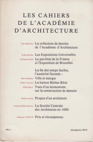 Les cahiers de l'académie d'architecture 1981.1