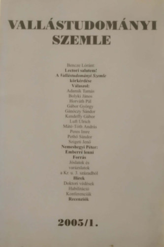 Bozsoki Rudolf - Vall�studom�nyi Szemle - foly�irat 2005/1.