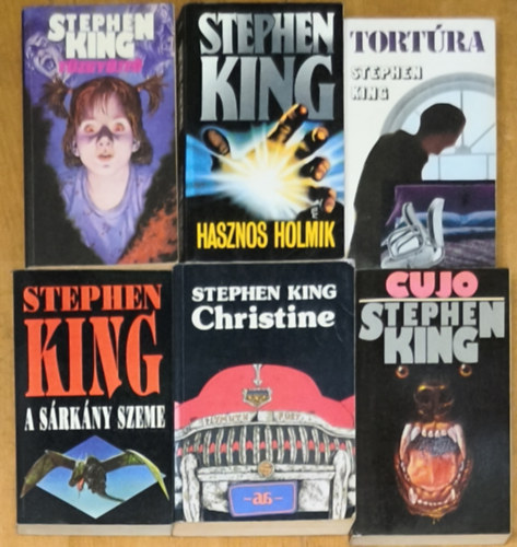 Stephen King - 6db Stephen King regény - Christine, Tűzgyújtó, Hasznos holmik, A sárkány szeme, Cujo, Tortúra