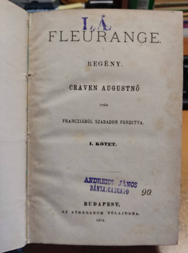 Craven Augustus  (Craven Augustn) - Fleurange I-II. (egybekttt kiads)