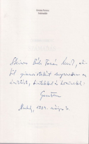 Grezsa Ferenc - Számadás - dedikált