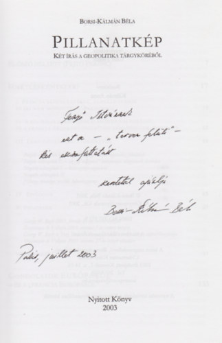 Borsi-K�lm�n B�la - Pillanatk�p (Dedik�lt)