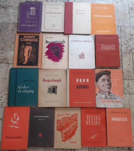 Benjmin Lszl + Kainthy Frigyes + Knya Lajos + Berda Jzsef + Komjt Aladr + Garai Istvn + Devecseri Gbor + Ills Bla + Kopr Jzsef + Rubinyi Mzes - rkk lni, Tzzel kssel, Kmvesek, rm s gyllet, Bnyszlmpk, Ostor s olajg, Vlogatott versek, Lngol erdk, Mesekirly, Csordulatig, nkntes hatrr, A vgsznhzi csata, Dunntli dlutnok, Magyar