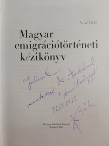N�v� B�la - Magyar emigr�ci�t�rt�neti k�zik�nyv