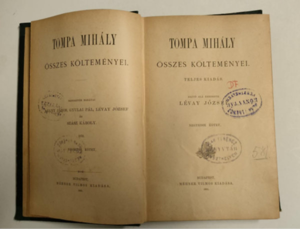 Tompa Mih�ly - Tompa Mih�ly �sszes k�ltem�nyei I. (t�red�k)