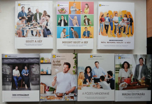 Mautner Zsófi-Széll Tamás - 7 db Lidl szakácskönyv - Hazai ízutazás, Segít a séf, Megint segít a séf, Még mindig segít a séf, Ízek nyomában,  Az étel iskolája, A főzés mindenkié