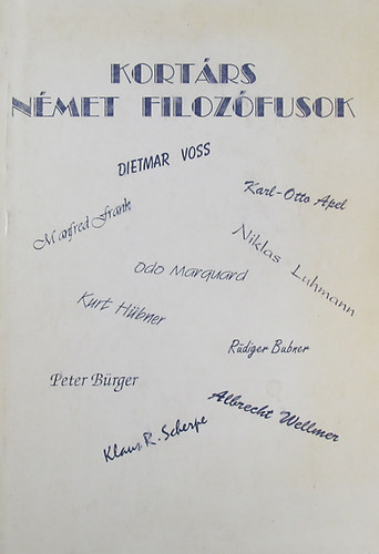 Nyizsnynszki Ferenc  (szerk.) - Kortrs nmet filozfusok