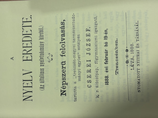 A nyelv eredete (reprint)
