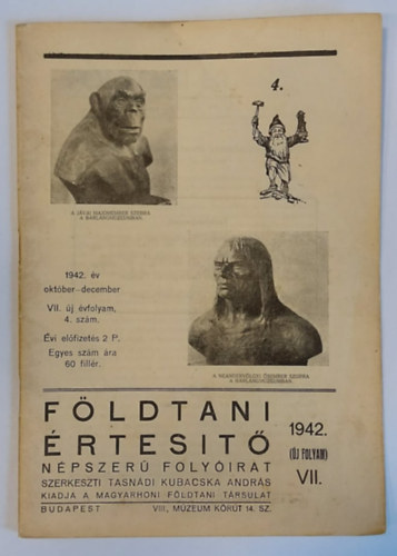 F�ldtani �rtes�t� 1942 okt�ber-december VII. �j �vfolyam, 4. sz�m