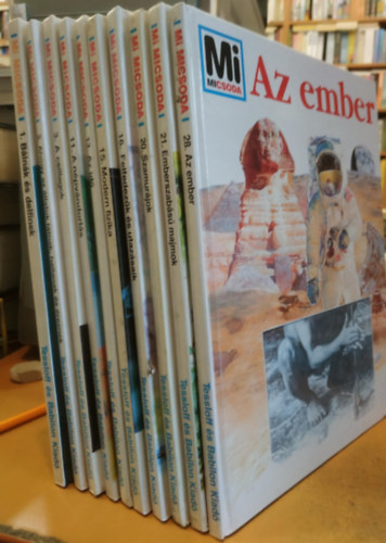 Tessloff �s Babilon Kiad� - 10 db Mi Micsoda: 1. B�ln�k �s delfinek; 2. Ahogy az �llatok l�tnak, hallanak �s �reznek; 3. A csillagok; 11. A n�pv�ndorl�s; 13. Az id�; 15. Modern fizika; 16. Felfedez�k �s utaz�saik; 20. Szamur�jok; 21. Emberszab�s� majmok; 28. Az