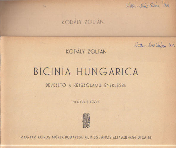 Kod�ly Zolt�n - Bicina Hungarica III-IV. (Bevezet� a k�tsz�lam� �nekl�sbe)