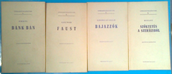 Charles Gounod, Ruggiero Leoncavallo, Wolfgang Amadeus Mozart Erkel Ferenc - Operaszövegkönyvek 1., 2., 3., 5. (Bánk bán, Faust, Bajazzók, Szöktetés a szerájból)