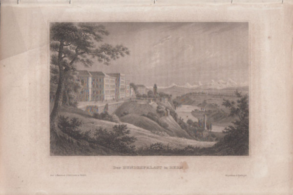 Der Bundespalast in Bern (Bundesplatz, Bern, Svjc, Eurpa) (16x23,5 cm lapmret eredeti aclmetszet, 1856-bl)