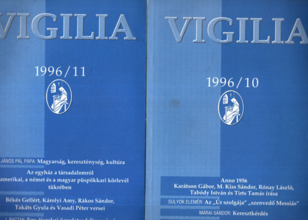 Hornyi zsb  (szerk.) Bitskey Botond (szerk.) - Vigilia 1996. vf. 6-11. szm ( 6 db egytt )