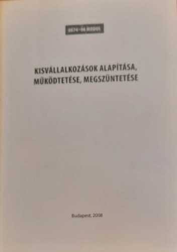 Kenedics Krisztina, Medvéné dr. Szabad Katalin, Gaylhoffer Károly, Bércziné Dr. Juhos Júlia Mándy Attiláné Zsigray Róza - Kisvállalkozások alapítása, működtetése - 2008