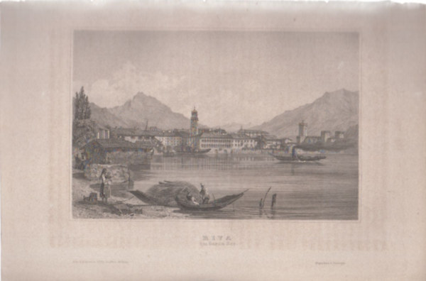 Riva am Garda See (Garda-t, Olaszorszg, Eurpa) (16x23,5 cm mret eredeti aclmetszet, 1856-bl)