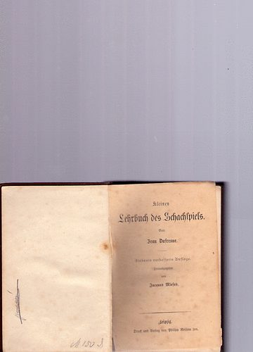 Jean Dufrense - Kleines Lehrbuch des Schachspiels