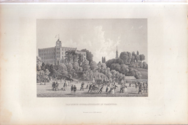 Az �j Tenger�szeti M�zeum, Hamburg - eredeti litogr�fia (metszet)