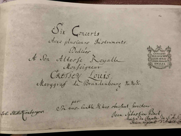 J. S. Bach. Brandenburgische Konzerte Faksimile nach dem im Besitz der Deutschen Staatsbibliothek in Berlin befindlichen Autograph