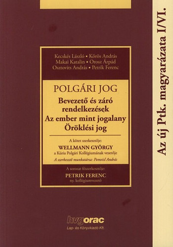 Csandi Gyrgy - Polgri jog - Az j Ptk. magyarzata I/VI. - Bevezet s zr rendelkezsek - Az ember mint jogalany - rklsi jog