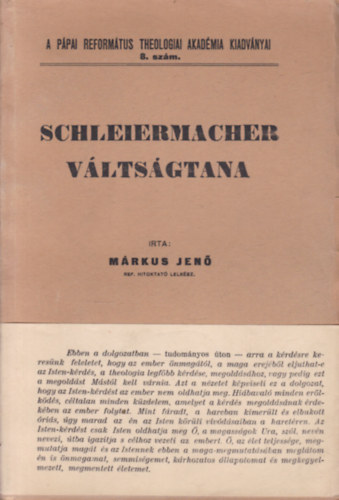 Márkus Jenő - Schleiermacher váltságtana