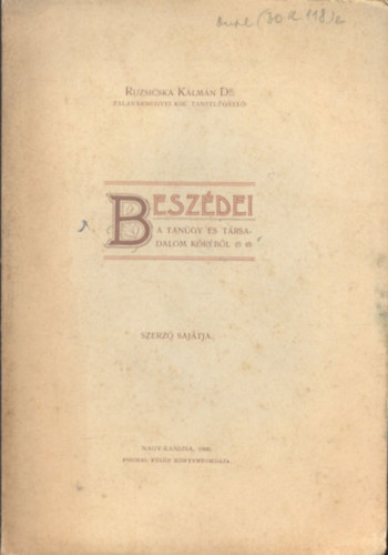 Ruzicska Klmn Dr. beszdei (A tangy s trsadalom krbl)