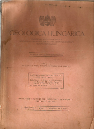 Dancza J., stb. Elosz�: L�czy Lajos. Bartucz L. - A Cser�pfalui mussolini-barlang (Subalyuk) /Geologica Hungarica. Series palaeontologica. Fasc. 14./
