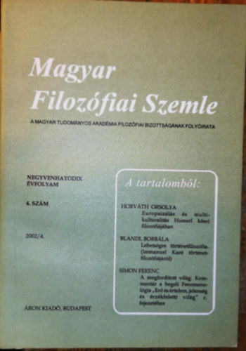 Magyar Filozfiai Szemle 2002/4.