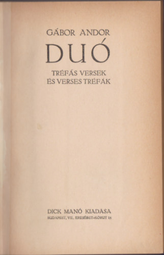G�bor Andor - Du� (Tr�f�s versek �s verses tr�f�k)