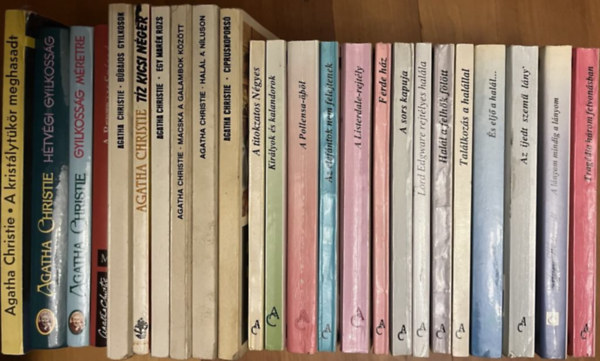 Agatha Christie - 24DB AGATHA CHRISTIE: 1. A BERTRAM SZÁLLÓ 2. A KRISTÁLYTÜKÖR MEGHASADT 3. A LÁNYOM MINDIG A LÁNYON 4. A LISTERDALE REJTÉLY 5. A POLLENSA ÖBÖL 6. A SORS KAPUJA 7. A TITOKZATOS NÉGYES 8. AZ ELEFÁNTOK NEM FELEJTENEK 9. AZ IJEDT SZEMŰ LÁNY