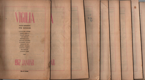 S�k S�ndor  (szerk.) - Vigilia 1962/janu�r, febru�r, m�rcius, �prilis, j�nius, j�lius, augusztus, okt�ber, november, december.