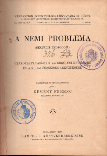 Kemny Ferenc - A nemi problma (Sexulis pedaggia)