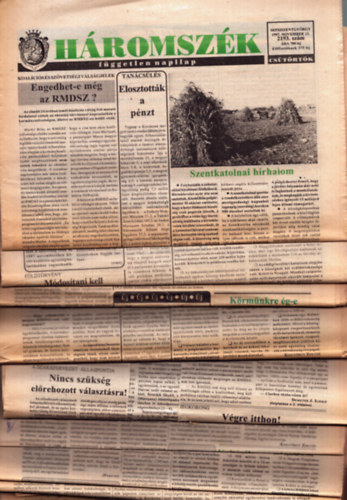 Farkas �rp�d  (f�szerk.) - 13 db H�romsz�k f�ggetlen napilap (2193., 2233., 2234., 2235., 2236., 2237., 2238., 2239., 2240., 2241., 2243., 2244., 2245. sz�mok)