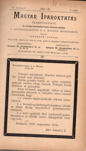 Magyar iparoktats III. vfolyam 1899 (teljes )