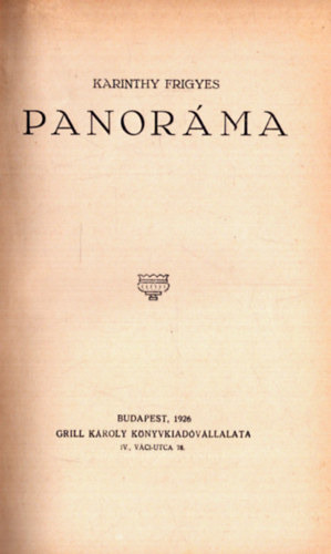 Karinthy Frigyes - Panorma - A Toll Mesterei sorozat (1. kiads)