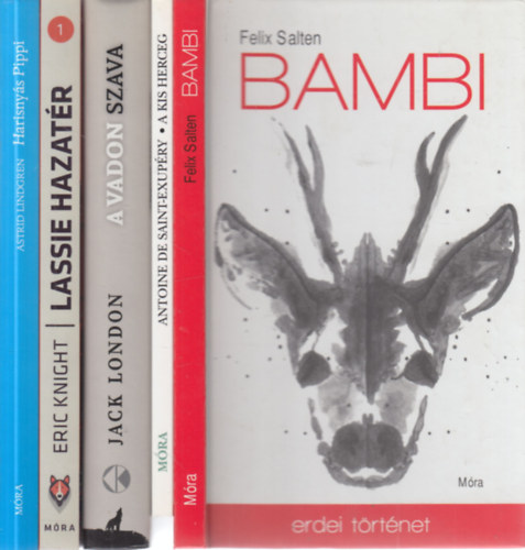 Felix Salten, Antoine de Saint-Exupry, Jack London, Eric Knight, Astrid Lindgren - 5 db. klasszikus ifjsgi regny (Bambi + A kis herceg + A vadon szava + Lassie hazatr + Harisnys Pippi)