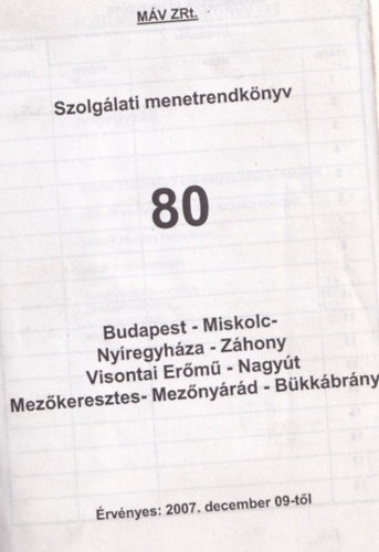 Szolglati menetrendknyv 1a-c. - Budapeseti sszekt vonalak