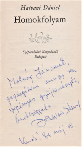 Hatvani Dniel - Homokfolyam (Dediklt)