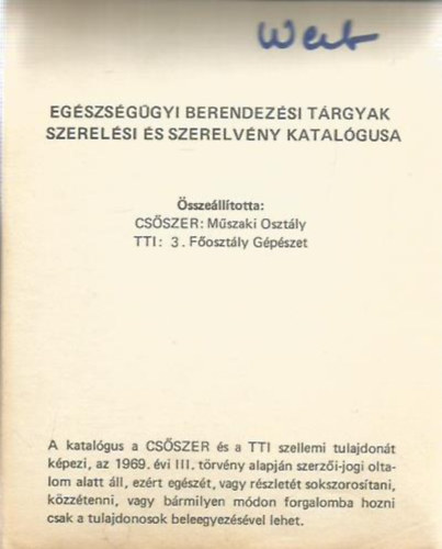 Eg�szs�g�gyi berendez�si t�rgyak szerel�si �s szerelv�ny katal�gusa