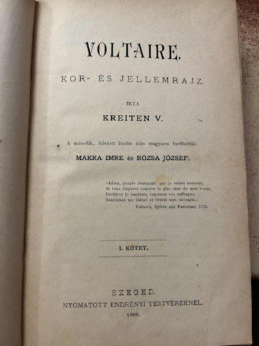 Kreiten V. - Voltaire - Kor �s jellemrajz I-II. (egy k�tetben)