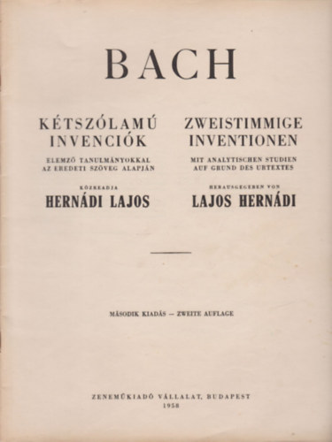 Hernádi Lajos - Bach kétszólamú invenciók (magyar-német nyelvű)