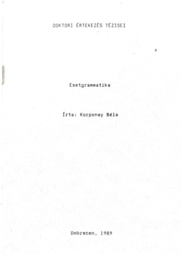Korponay Béla - Esetgrammatika